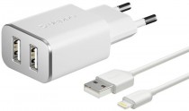 З/У Deppa (11383) 2 USB 2.4А + кабель Apple 8-pin MFI белый - Интернет-магазин бытовой техники и электроники - RegionRF - Екатеринбург