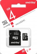 Карта памяти MicroSDHC  4 Gb SmartBuy class 4 - Интернет-магазин бытовой техники и электроники - RegionRF - Екатеринбург