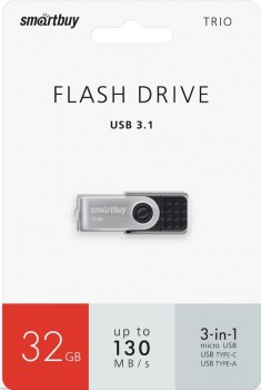 USB   32 Gb SmartBuy TRIO 3-in-1 OTG USB Type-A+USB Type-C+micro USB/ SB32GBTRIO - -     - RegionRF - 