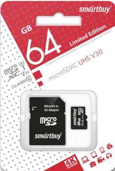   MicroSDXC 64 Gb SmartBuy class 10 LE  SB64GBSDCL10-01LE - -     - RegionRF - 