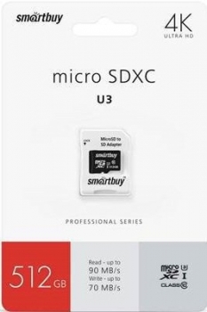   MicroSDXC_512 Gb SmartBuy class10 PRO90/70Mb/s  . UHS-I (U3)  SB512GBSDCL10U3-01 - -     - RegionRF - 