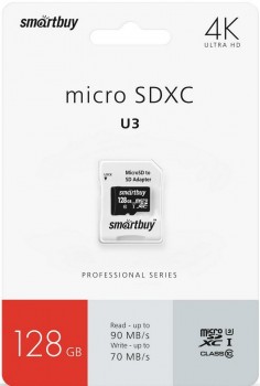   MicroSDXC_128 Gb SmartBuy class10 PRO90/70Mb/s  . UHS-I (U3)  SB128GBSDCL10U3-01 - -     - RegionRF - 